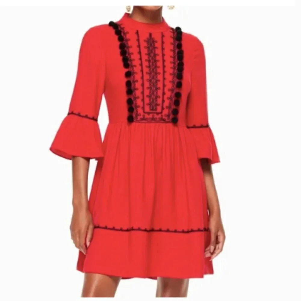 Kate Spade Pom Pom Mini Dress Charm Red